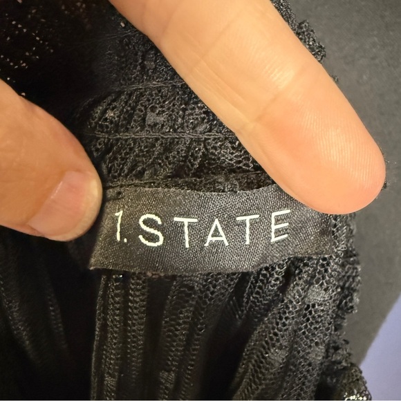 1. State Smocked Sheer Dot Top, Black, Estimated size large - Picture 6 of 6